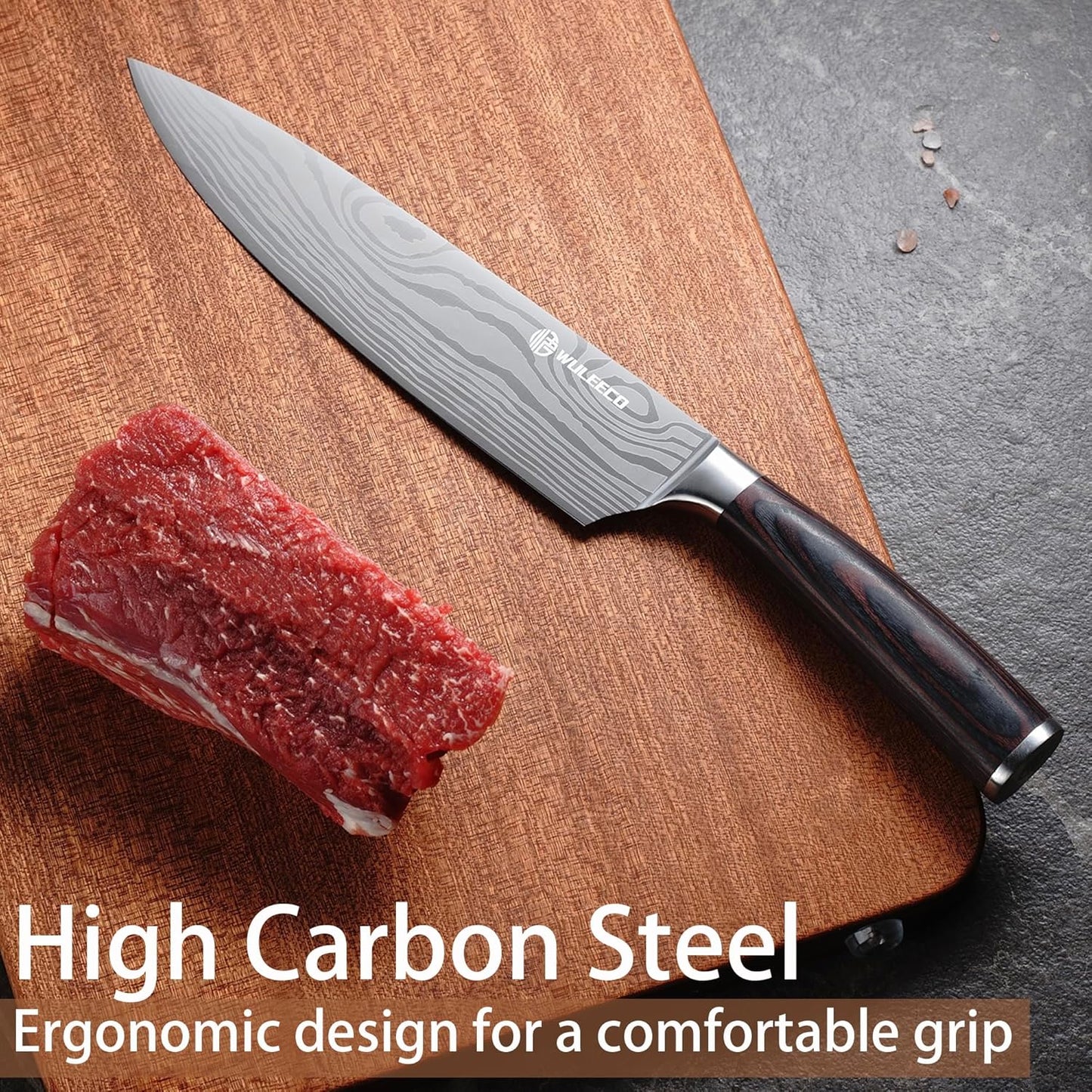 Utility Knife, 5 Inch Chef Knife, Ultra Sharp Kitchen Knife with High Carbon Stainless Steel Blade, Multipurpose Kitchen Knife with Ergonomic Pakkawood Handle and Gift Box