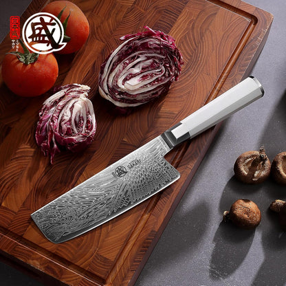 MITSUMOTO SAKARI 8-Inch VG-Pro Damascus Gyuto Knife, Hand Forged Professional Japanese Chef Knife, Ergonomic G10 Handle & Sandalwood Box