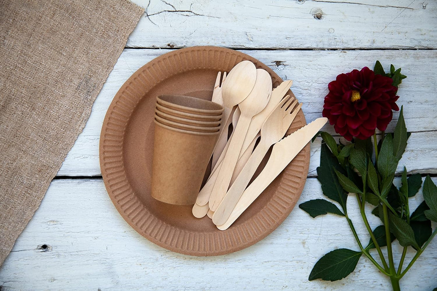 KingSeal FSC Certified Disposable Wood Cutlery Knife, Biodegradable and Earth Friendly, 6.5 Inch Length - 100 Count
