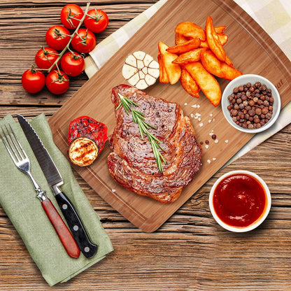 GAOMON 20 x 15 In Extra Large Acacia Wood Cutting Board, 1.5" Thick Kitchen Cutting Boards with Handle & Juice Groove, Butcher Block, Wooden Carving Board for Meat and Chopping Vegetables