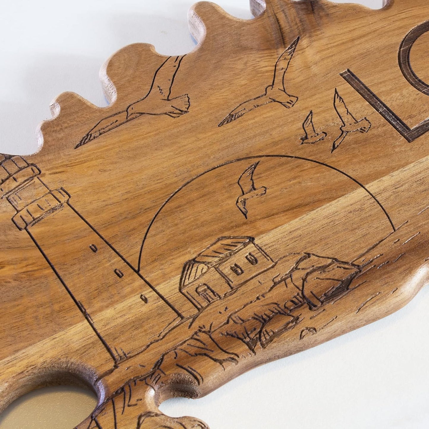 Totally Bamboo Rock & Branch Origins Series New York State Shaped Cutting Board and Charcuterie Serving Tray, Includes Hang Tie for Wall Display