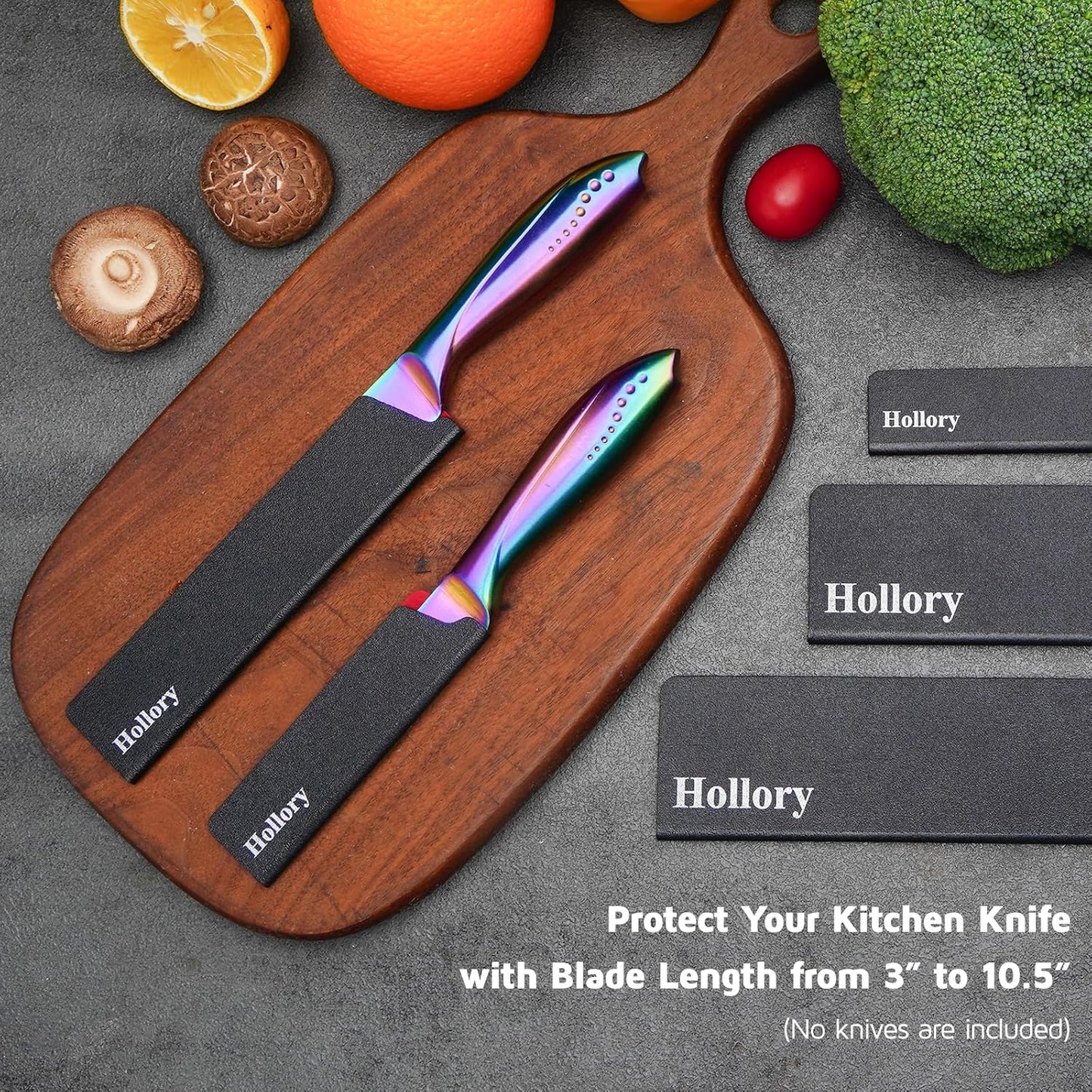 Kitchen Knife Guards Set, Universal Blade Covers, Abs Plastic BPA-Free Blade Protector with Velvet Lining, Professional Kitchen Knife Storage Solution for Home Cooks, Black (2 Pcs)