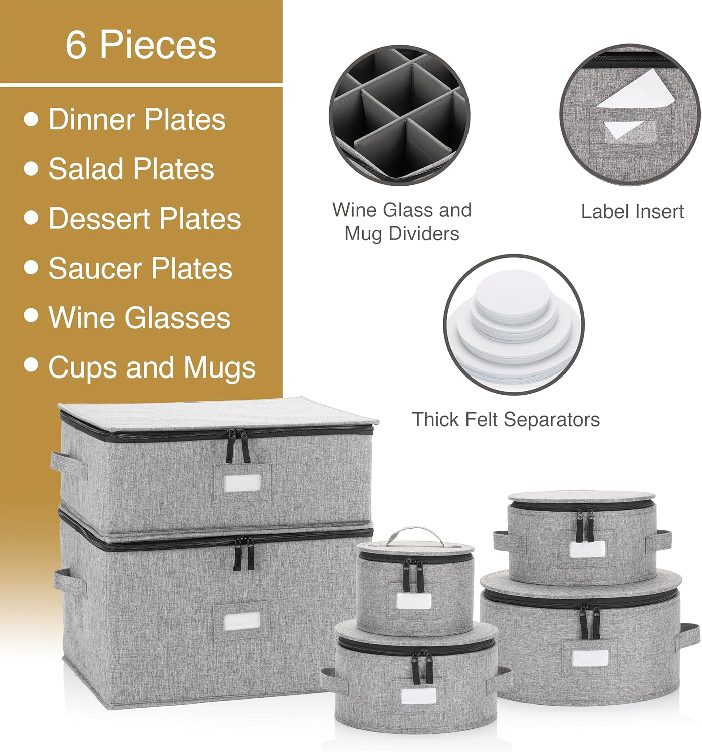 Flatware Storage Case with 5 Adjustable Compartments - Tableware Utensil Chest with Carrying Handles - Protects and Organizes Cutlery and Silverware - Hard Shell and Stackable