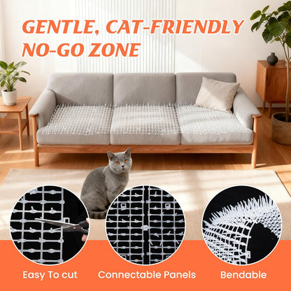 6.5ft Cat Scat Mat with Soft Spikes, Humane Indoor/Outdoor Cat Deterrent Mat for Garden, Countertops & Furniture, 78" x 11" Plastic Repellent Strip