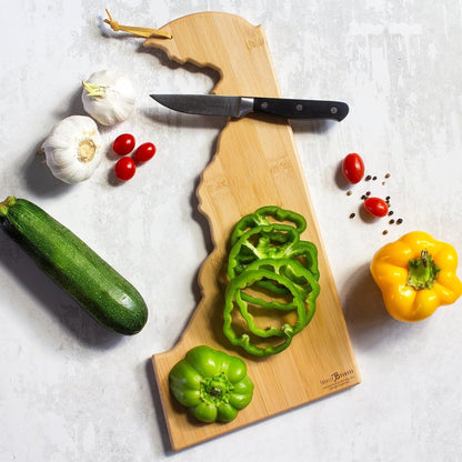 Totally Bamboo Tennessee State Shaped Cutting Board and Charcuterie Serving Platter with Artwork by Fish Kiss, Includes Hang Tie for Wall Display - Colors B