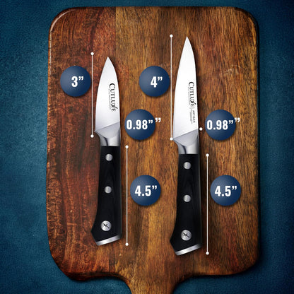 Cutluxe Paring Knife, 3.5" Small Kitchen Peeling Knife with Razor Sharp Blade – High Carbon German Steel, Full Tang, Ergonomic Handle Design – Artisan Series
