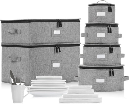 Flatware Storage Case with 5 Adjustable Compartments - Tableware Utensil Chest with Carrying Handles - Protects and Organizes Cutlery and Silverware - Hard Shell and Stackable