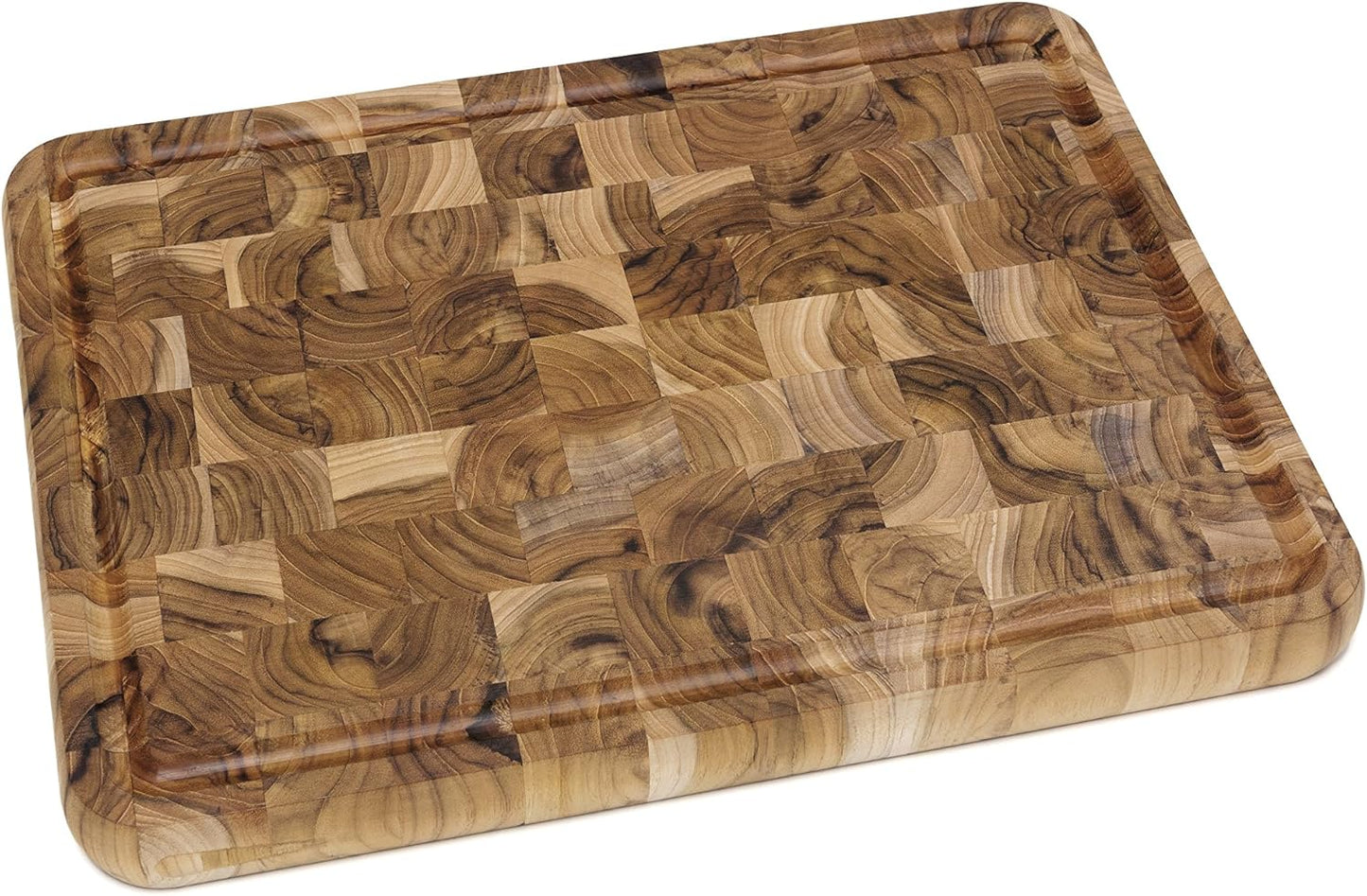 Lipper International Teak Wood End Grain Kitchen Chopping Block and Cutting Board, Small, 12" x 8" x 1-1/4"