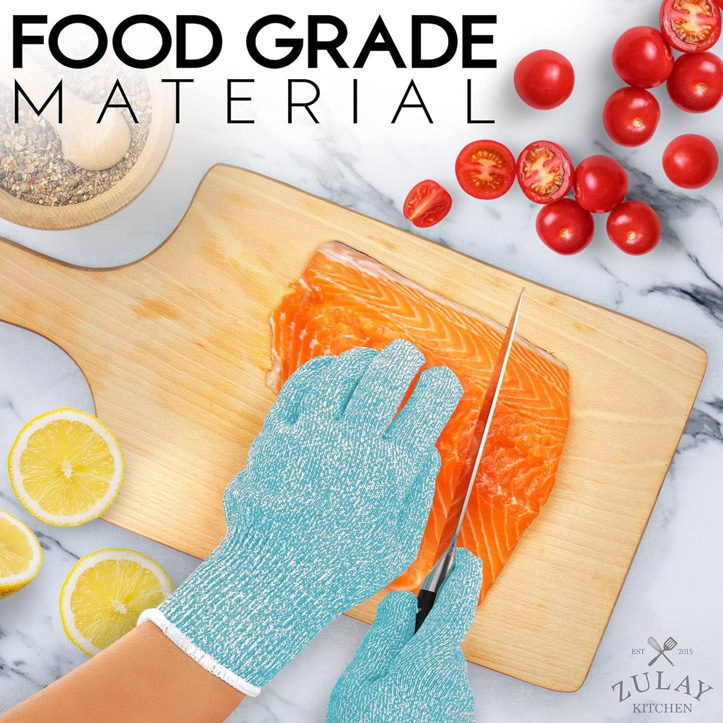 Zulay Cut Resistant Gloves Food Grade Level 5 Protection - Comfortable Safety Cutting Gloves - Cut Resistant Work Gloves