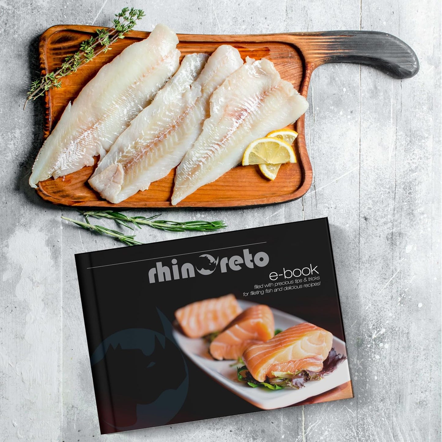 Rhinoreto Fillet Knife for Fish - Razor Sharp G4116 German Stainless Steel Blade, 6.5 Inch Professional Filleting & Boning Knife with Non-Slip Handle, Protective Sheath & Sharpener