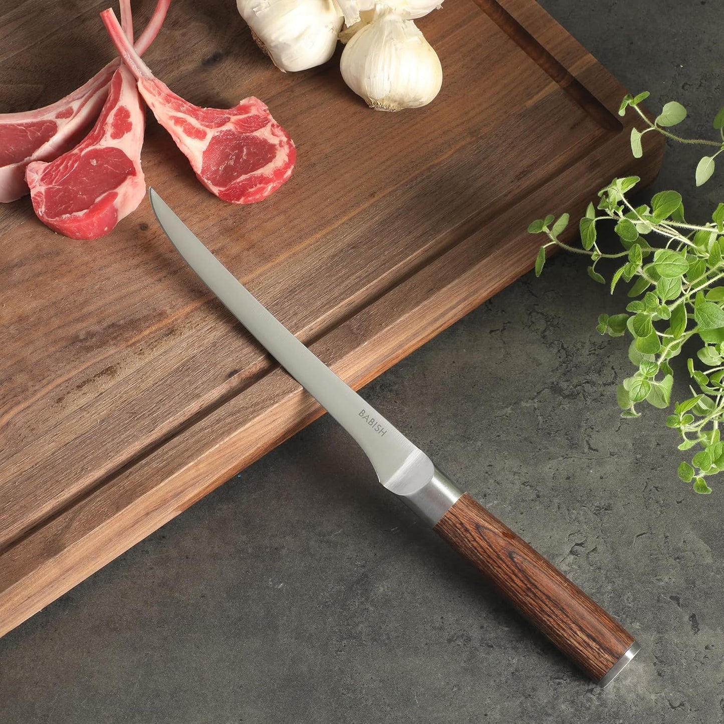 Babish 5-Inch Forged Utility Knife – High-Carbon 1.4116 German Steel Full Tang Kitchen Knife for Precision Cutting and Durability
