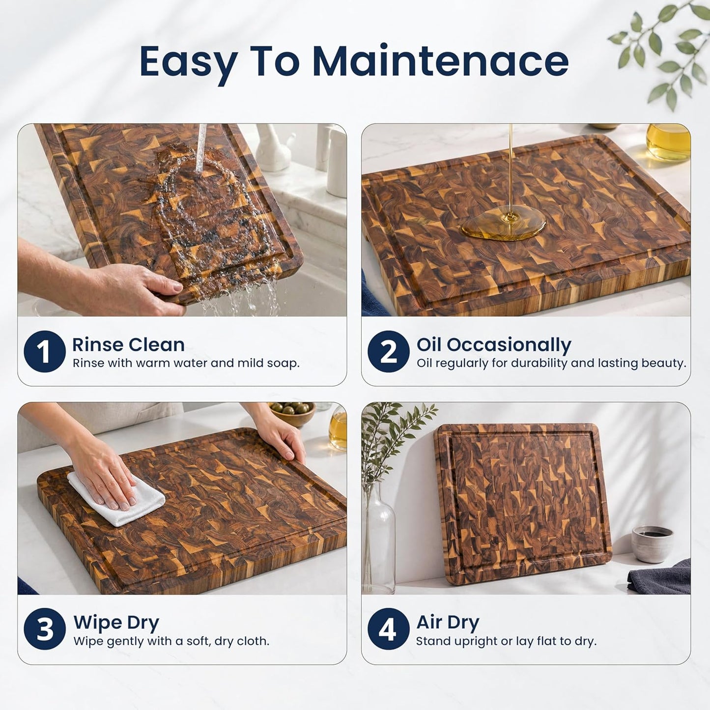 HOMESTEAD End Grain Acacia Wood Cutting Board for Kitchen 23x18x1.5 in, Large Butcher Block Chopping Board for Meat Vegetables with Juice Groove, Handles and Knife-Friendly Surface