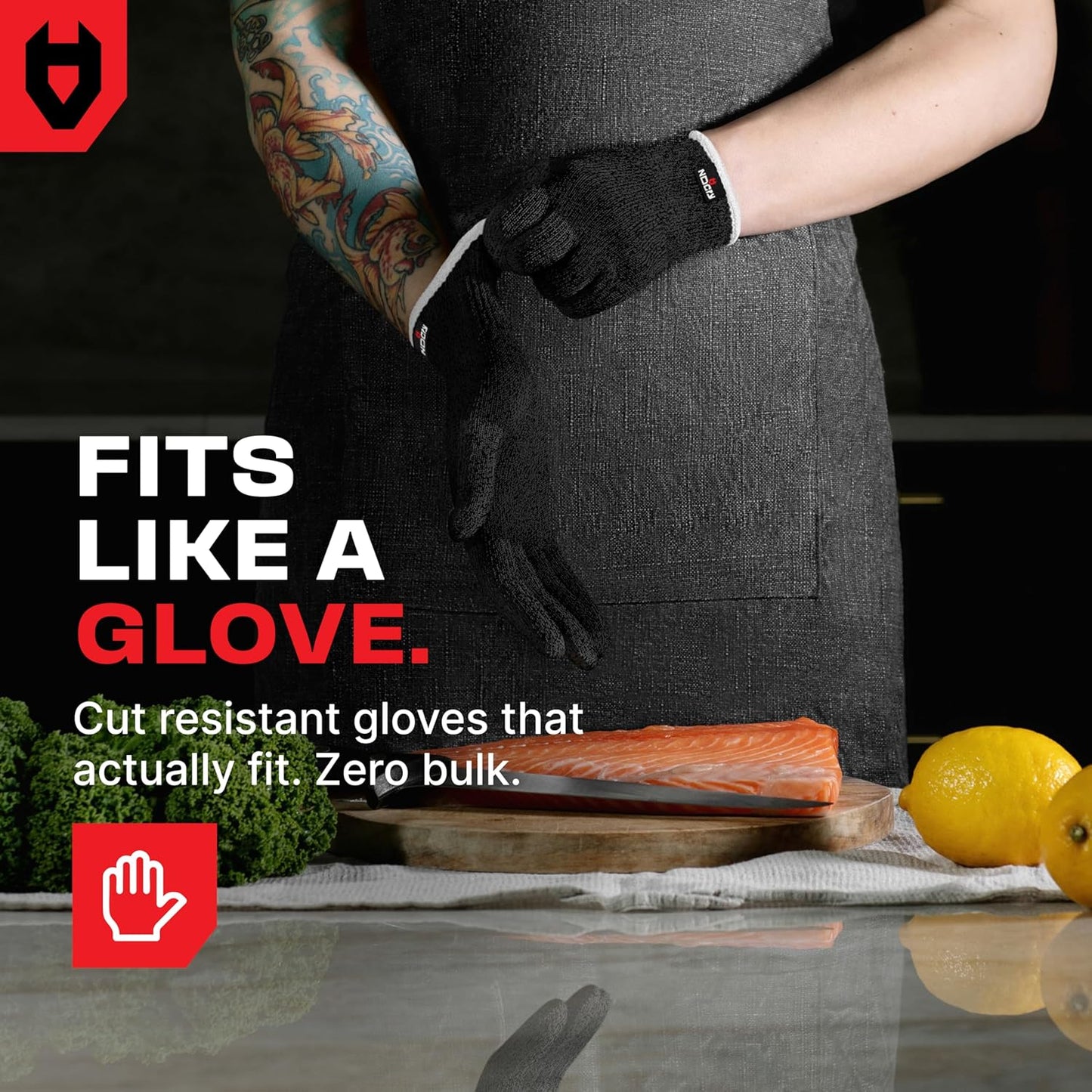 NoCry Premium Cut Resistant Gloves Food Grade — 100% Food Safe — Level 5 Meat Cutting Glove for Chefs & Butchers — Perfect Mandoline Glove or Oyster Shucking Gloves with Superior Comfort & Dexterity
