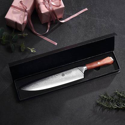 YOTSUBA Carving Knife and Fork Set, Meat Cutting Knife, Razor-Sharp German Stainless Steel Knives Fork Set with Ergonomic Wood Handle, Slicing Knives for Meats, BBQ & Vegetables