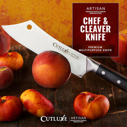 Cutluxe Meat Cleaver Knife - 7" Heavy Cleaver Butcher Knife, Razor Sharp German Steel Blade, Full Tang, Ergonomic Handle Design – Artisan Series