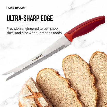 Farberware Precise Slice Utility Knife Set, 3 Piece, Multicolor