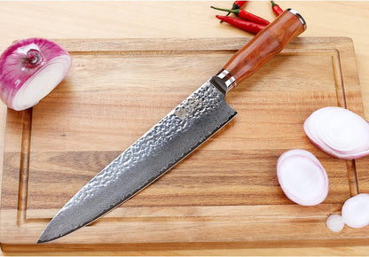 SUNLONG Chef's Knives 12 inch Pro Gyuto Japanese Hammered Damascus Natural Bloodwood Hand