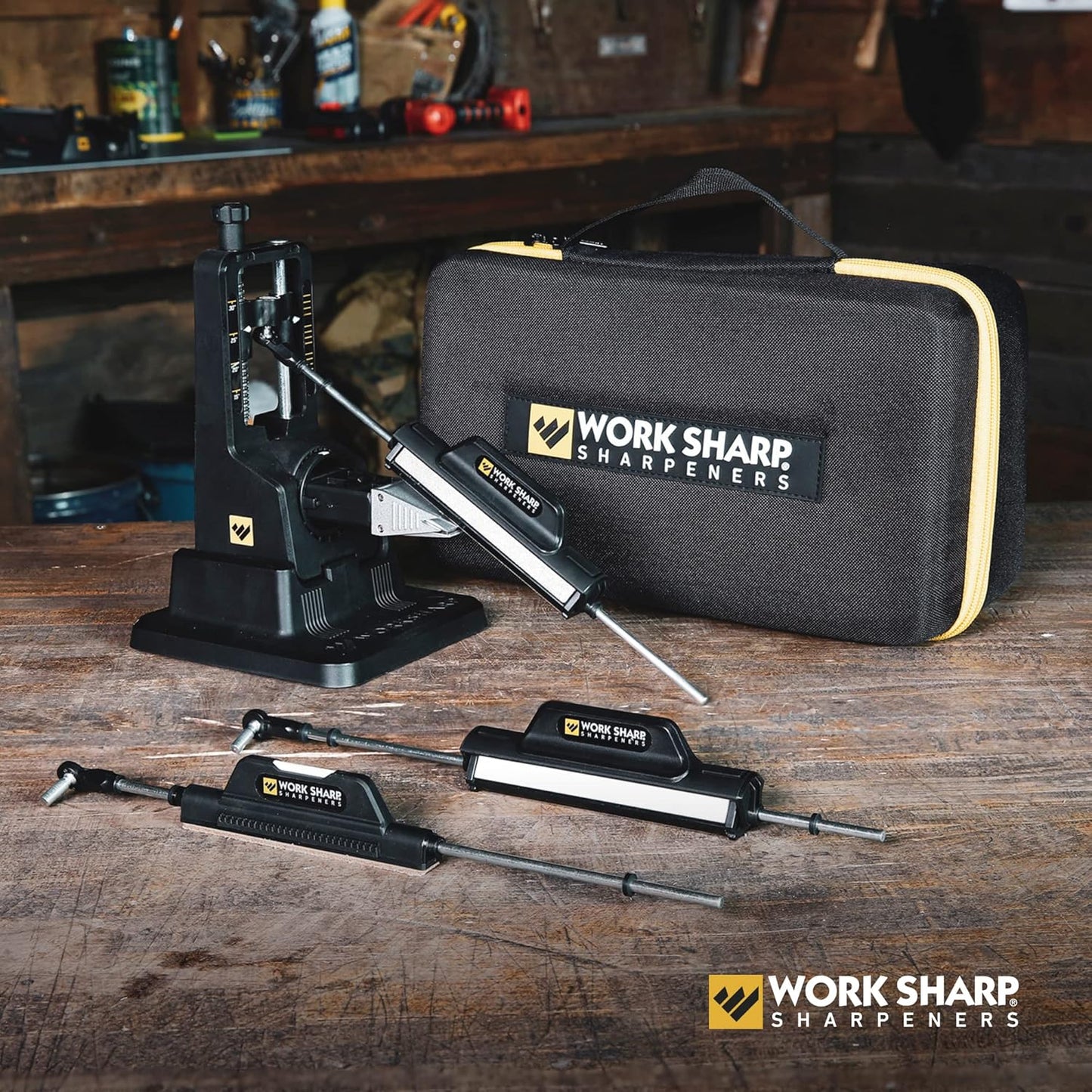 Work Sharp Precision Adjust Elite & Guided Field Knife Sharpener Kit - Professional Sharpening System for Kitchen, Pocket & Outdoor Knives - Complete 2-Piece Bundle Set