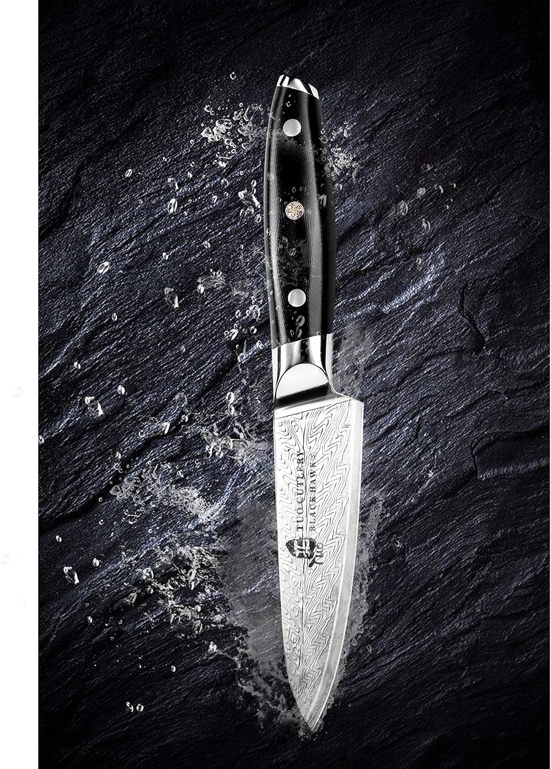 TUO Paring Knife 3.5 Inch - Ultra Sharp Peeling Knife - High Carbon Stainless Steel - Full Tang G10 Handle with Gift Box - Black Hawk S Series