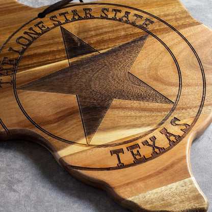Totally Bamboo Rock & Branch Origins Series New York State Shaped Cutting Board and Charcuterie Serving Tray, Includes Hang Tie for Wall Display