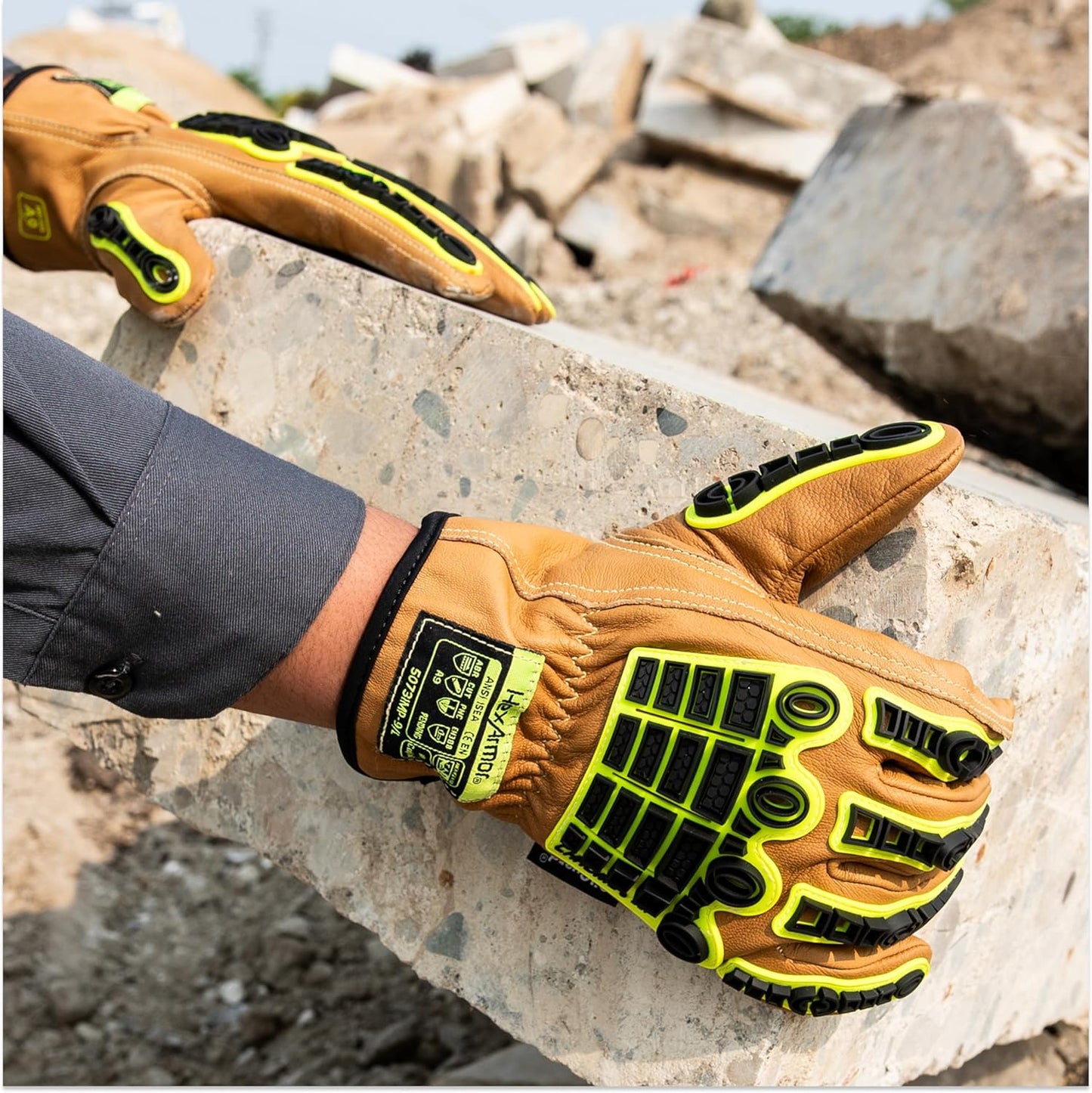 HexArmor Chrome SLT Goatskin Work Gloves, Oil & Slip Resistant, Cut-Resistant (ANSI A4–A9), Impact & Non-Impact