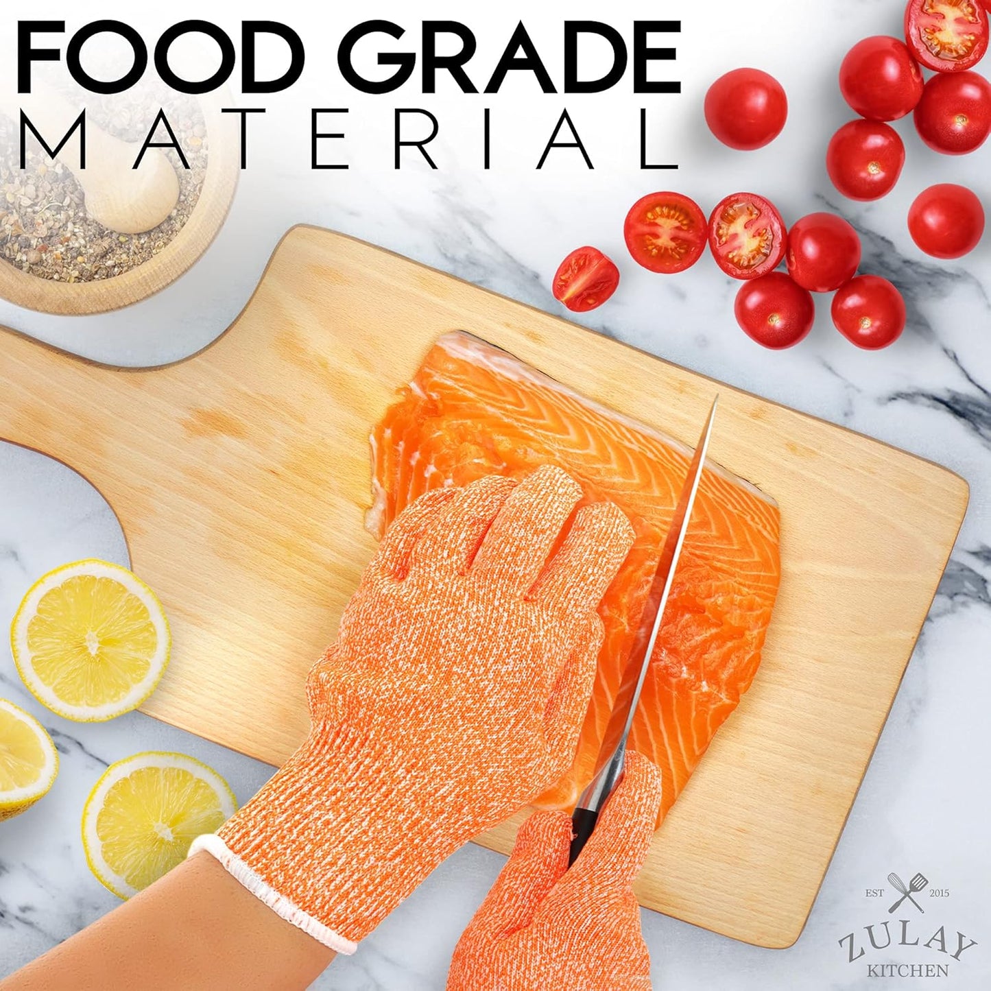 Zulay Cut Resistant Gloves Food Grade Level 5 Protection - Comfortable Safety Cutting Gloves - Cut Resistant Work Gloves