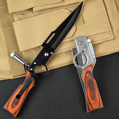 2 Pcs Pocket Knife Ak47 Folding Knife Stainless Steel Blade Lightweight Wooden Handle, Gifts for Men
