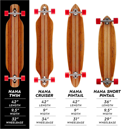 Magneto Longboards Bamboo Longboards for Cruising, Carving, Free-Style, Downhill and Dancing (Bamboo Drop & Fiberglass Through Longboard)