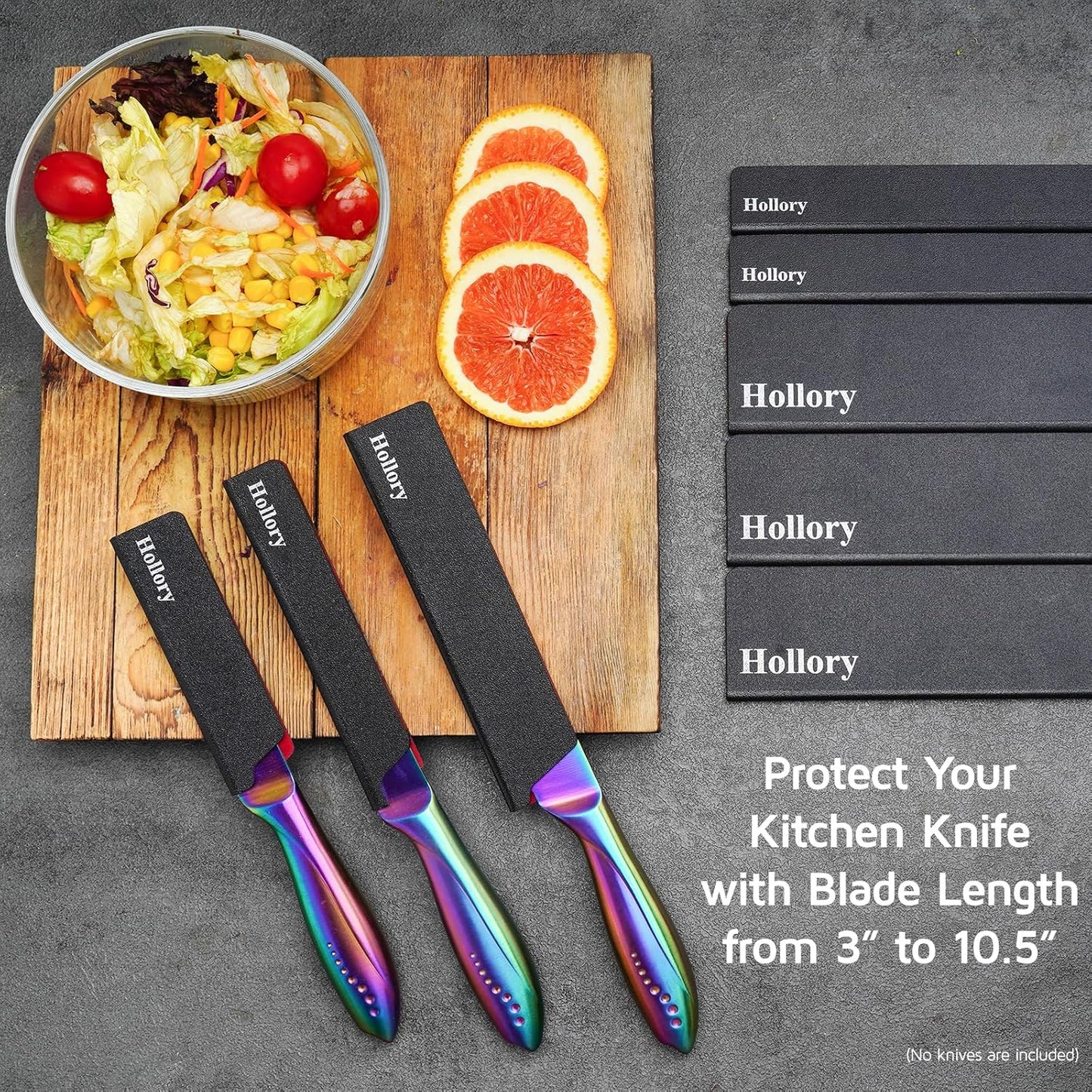 Kitchen Knife Guards Set, Universal Blade Covers, Abs Plastic BPA-Free Blade Protector with Velvet Lining, Professional Kitchen Knife Storage Solution for Home Cooks, Black (2 Pcs)