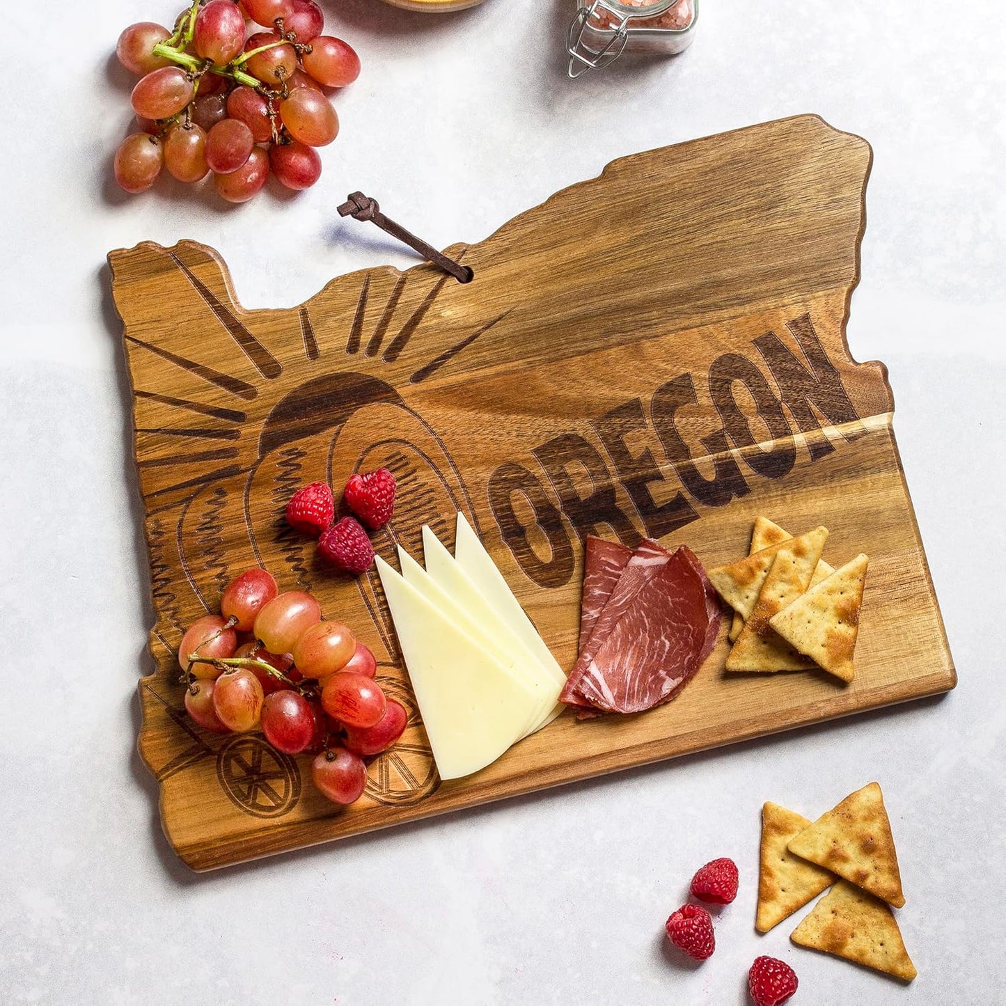 Totally Bamboo Rock & Branch Origins Series New York State Shaped Cutting Board and Charcuterie Serving Tray, Includes Hang Tie for Wall Display