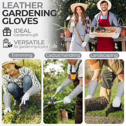 HANDLANDY Rose Pruning Gloves for Men & Women, Long Thorn Proof Gardening Gloves, Breathable Pigskin Leather Gauntlet, Best Garden Gifts & Tools for Gardener