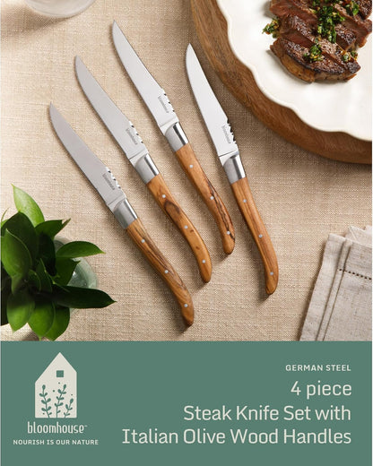 Bloomhouse - Two Time Oprah's Favorite Things Winner - 5" Utility Boning Kitchen Knife German Stainless Steel Blade w/Forged Italian Olive Wood Handle Full Tang for Meat Poultry & Precision Cutting