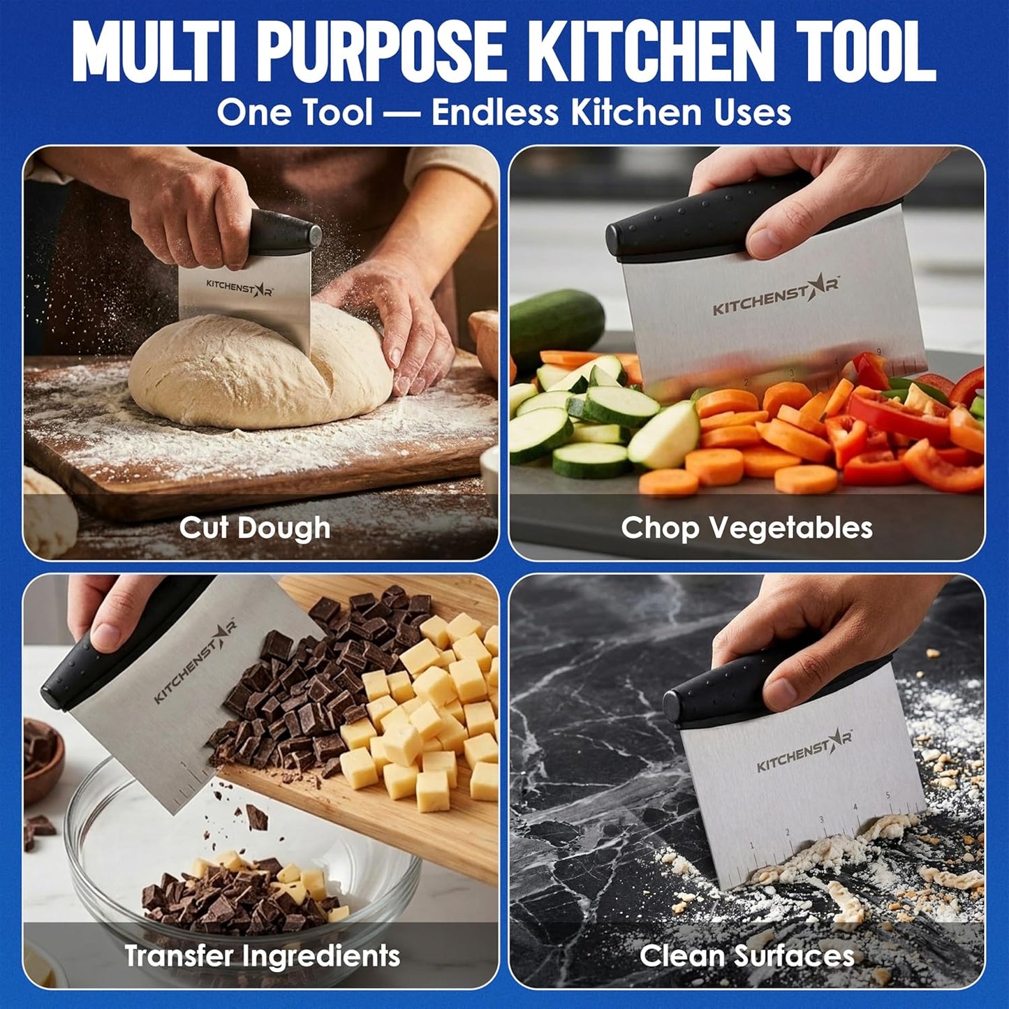 KitchenStar 16-Inch Pizza Cutter Rocker Blade - Sharp Stainless Steel Slicer Knife, Protective Cover, Dishwasher Safe, Large - Professional Pizza Oven Accessories