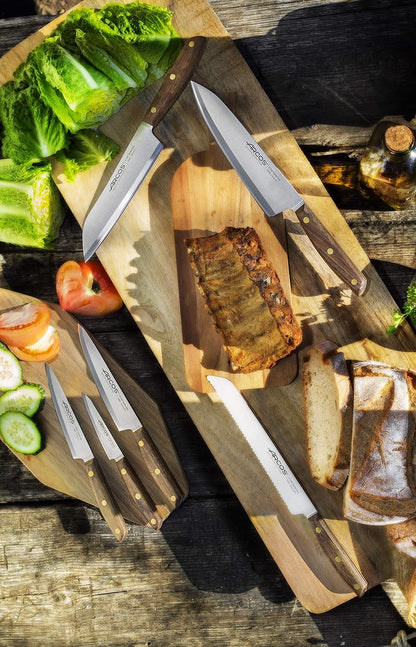 Arcos Deba Knife 7 Inch Stainless Steel. Japanese Kitchen Knife for Fish, Meat and Vegetables. Ovengkol Wood Handle 100% natural FSC and 170mm Blade. Series Nordika. Color Brown.