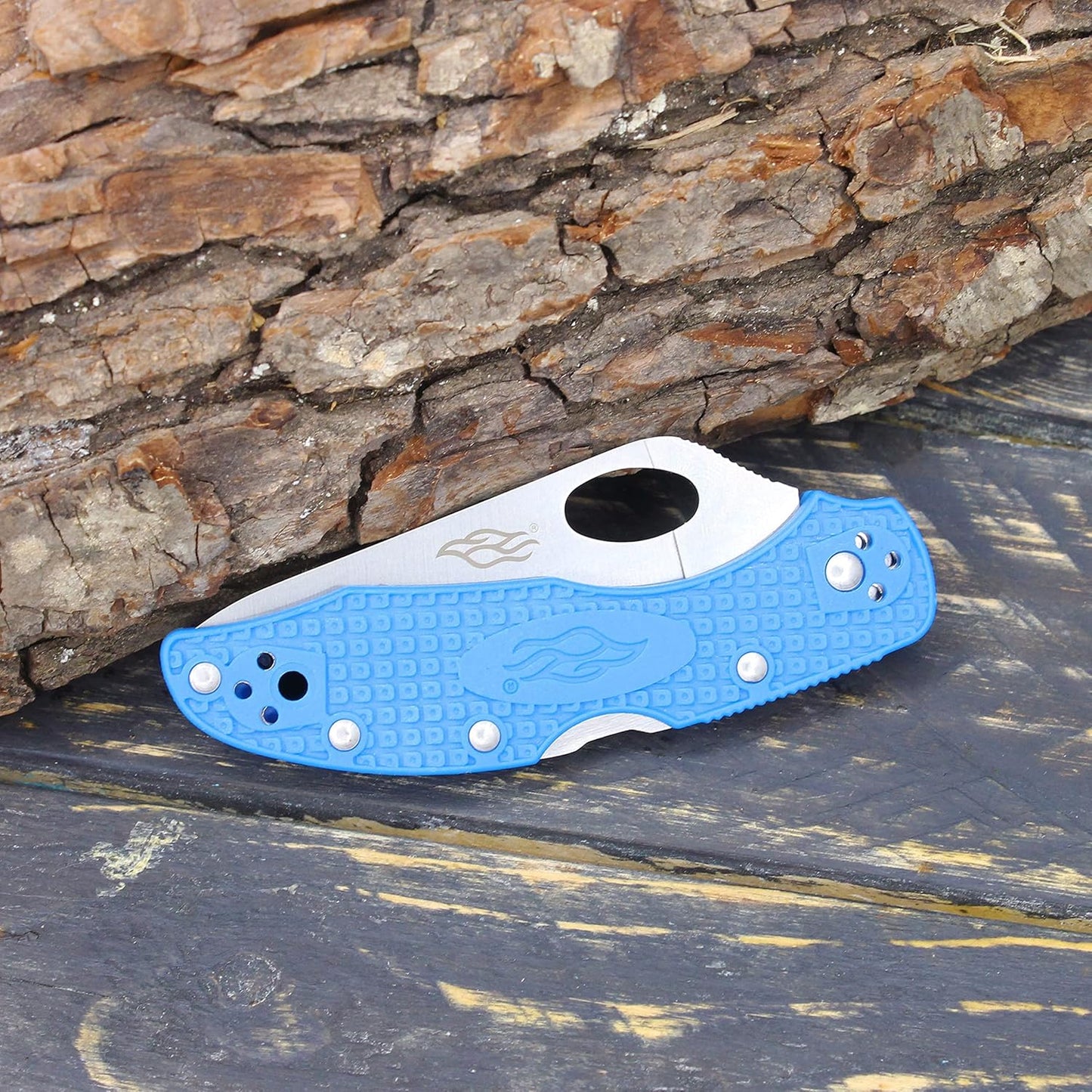 Firebird GANZO F759MS-BL Folding Pocket Knife 440C Stainless Steel Serrated Blade Anti-Slip Handle with Clip Fishing Camping EDC Utility Pocket Knife (Blue)