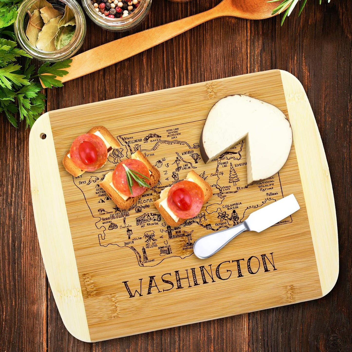 Totally Bamboo A Slice of Life New Jersey State Serving and Cutting Board, 11" x 8.75" - Colors B