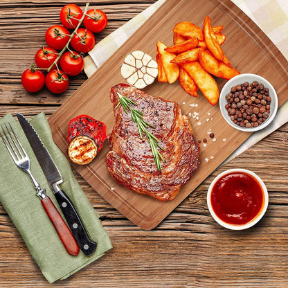 Extra Large Bamboo Wood Cutting Board, 24 x 18 Inch Kitchen Wooden Chopping Board with Juice Groove, Reversible Butcher Block Cutting Board for Meat, Turkey Carving