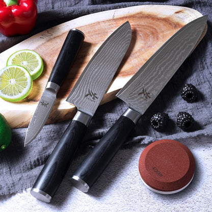 SAMCOOK Chef Knife,8 Inch Professional Sharp Hammered Damascus Knife,Japanese VG-10 High Carbon Stainless Steel Kitchen Gyuto knife,Ergonomic Black Walnut Handle with Premium Gift Box