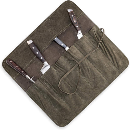 Angus Stoke Knife Bag for Chefs–knife Roll Bag leather 7 slots – Leather Knife Case Noah (brown)