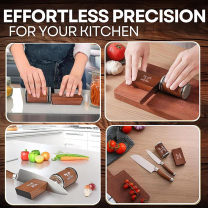 5 Angles High Carbon Stainless Steel Rolling Knife Sharpener with 400, 1000 & 3000 Replacement Discs - Blunt Knife Sharpening Kit with 12°, 15°, 17°, 19° and 22° Sharpening for Kitchen & Chef's Knives