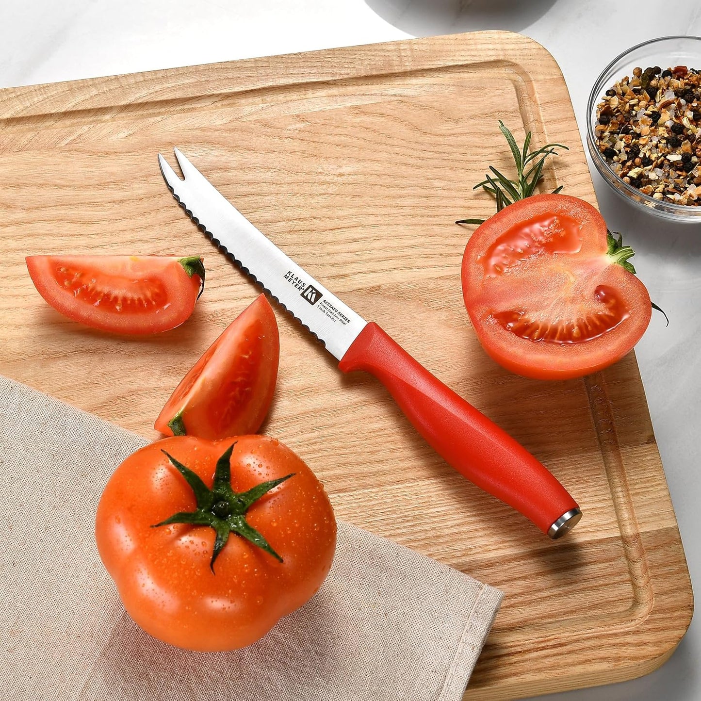 Klaus Meyer Acciaio High Carbon Stainless Steel 3 Piece Tomato Knife Set (Black)