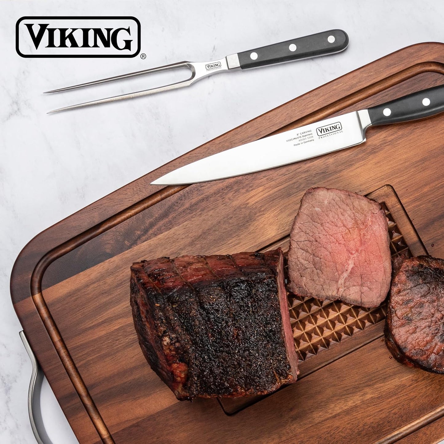Viking Cutting Board, Acacia Wood Kitchen Carving Board with Juice Groove, 18 x 12 x 0.75 Inch