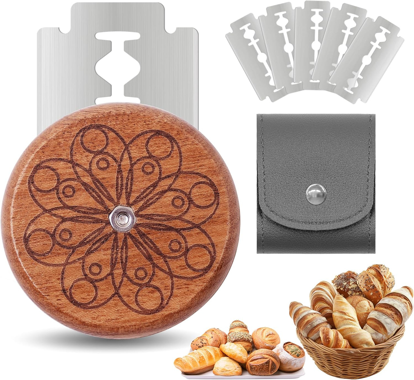 UFO Bread Lame Cutter for Homemade Sourdough,Bread Scorer Tool for Sourdough with 5 Blades and Storage Cover,Slashing Tool Bread Cutting Knife for Artisan Bread and Baguette Makers,Circle