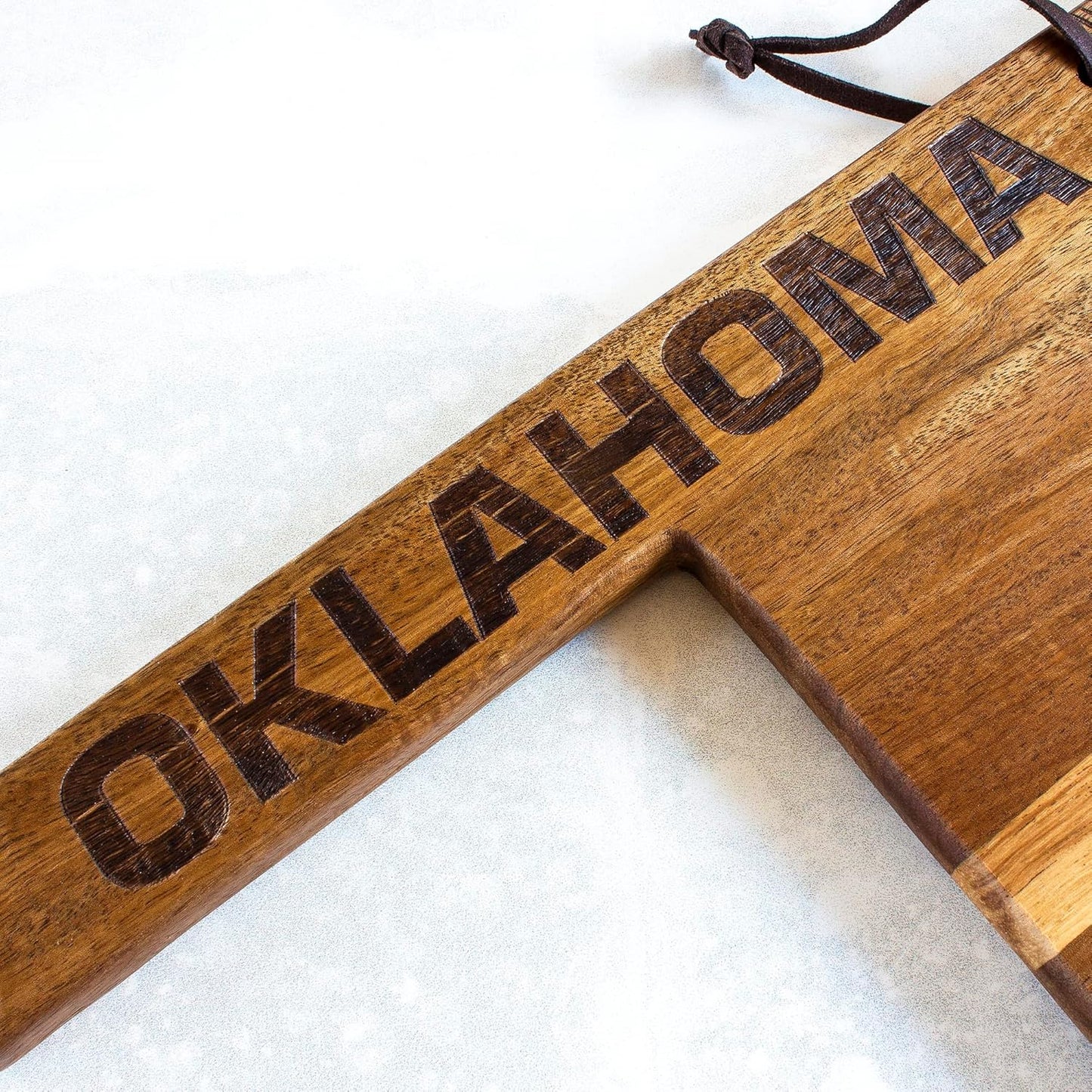 Totally Bamboo Rock & Branch Origins Series New York State Shaped Cutting Board and Charcuterie Serving Tray, Includes Hang Tie for Wall Display