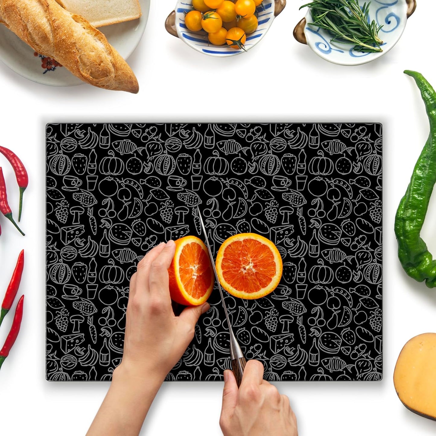 Kitchenville Glass Cutting Board 20”x16”: Tempered Glass Kitchen Counter Protector - Durable- Scratch-Resistant, Heat-Proof - Clear Design