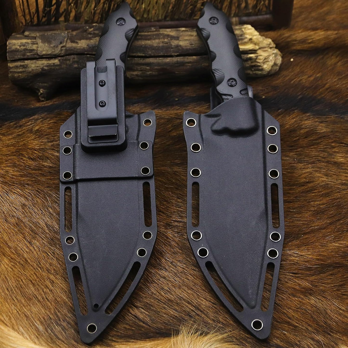 BA-KOR USA 6mm thick 440C steel (10.8in) (full Tang) fixed knife + sheath & (5.9in) cerium igniter, suitable for outdoor camping, survival, adventure, fishing, EDC, hunting knife