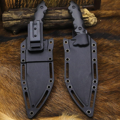 BA-KOR USA 6mm thick 440C steel (10.8in) (full Tang) fixed knife + sheath & (5.9in) cerium igniter, suitable for outdoor camping, survival, adventure, fishing, EDC, hunting knife