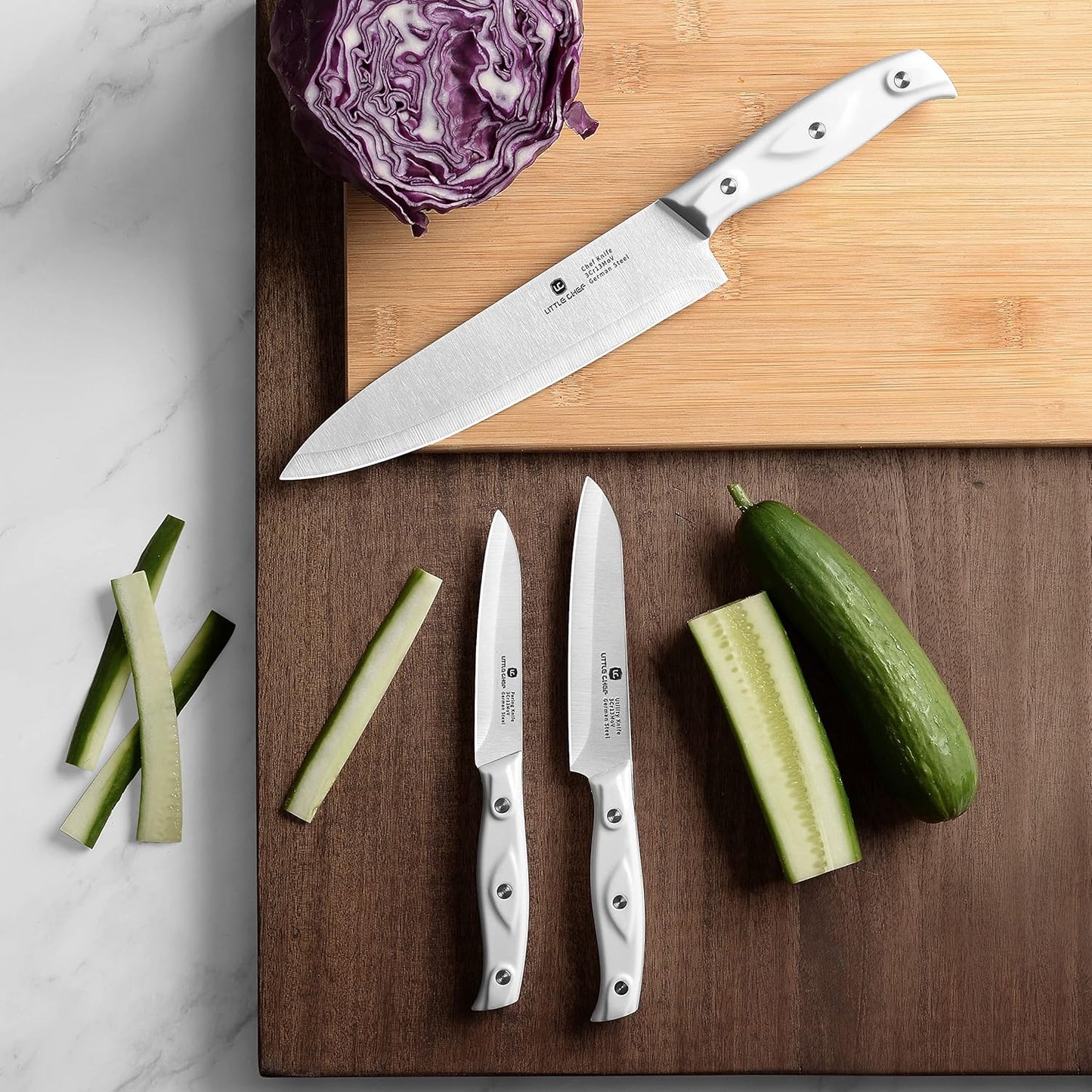 3PCS Chef Knife, Ultra Sharp Kitchen Knife, High Carbon Stainless Steel Chef knife set
