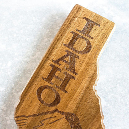 Totally Bamboo Rock & Branch Origins Series New York State Shaped Cutting Board and Charcuterie Serving Tray, Includes Hang Tie for Wall Display