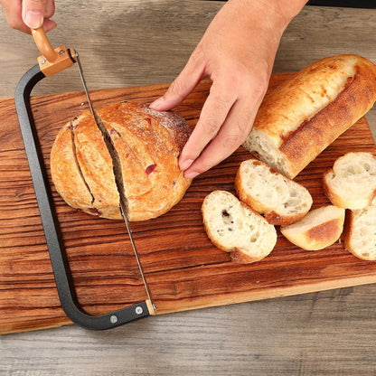 Bread Knife for Homemade Bread Bow Knife 16", Bread Saw Sourdough Slicer Aluminum Alloy Sourdough Cutter Suit for Left & Right Handed People to Cut Baguettes Vegetables Fruits 1Count